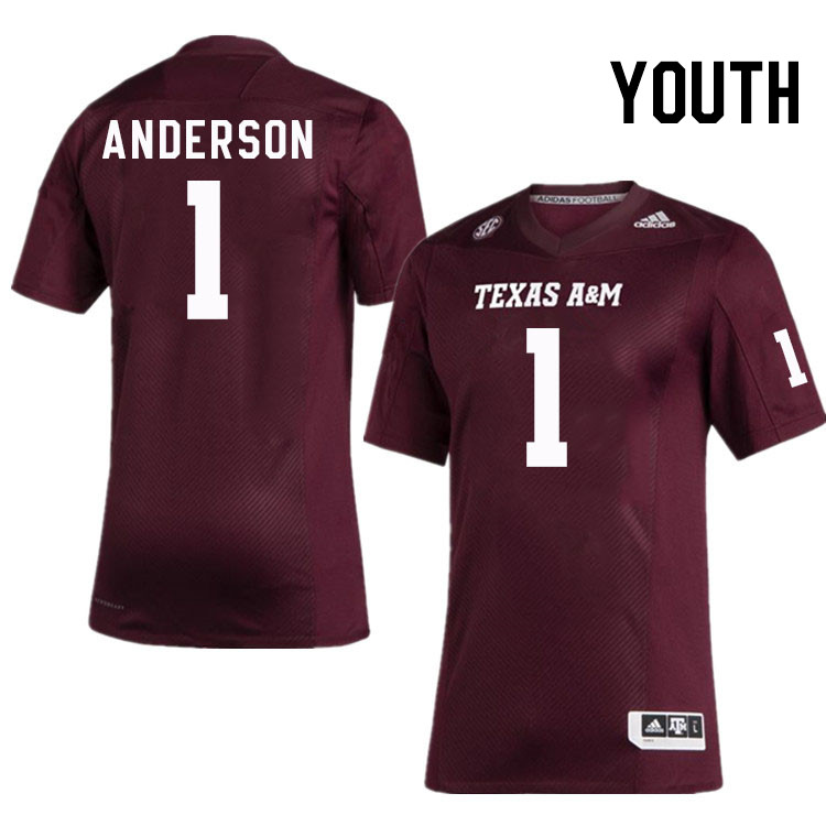 Youth #1 Bryce Anderson Texas A&M Aggies College Football Jerseys Stitched Sale-Maroon - Click Image to Close